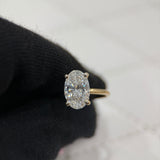 4.20 Carat Oval Hidden Halo Solitaire Lab Grown Diamond Engagement Ring