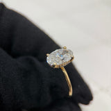 4.20 Carat Oval Hidden Halo Solitaire Lab Grown Diamond Engagement Ring