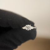 1.16 Carat Round Cathedral 3-Stone Lab Grown Diamond Engagement Ring