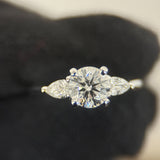 1.16 Carat Round Cathedral 3-Stone Lab Grown Diamond Engagement Ring
