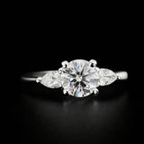 1.16 Carat Round Cathedral 3-Stone Lab Grown Diamond Engagement Ring