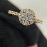 1.01 Carat Round Halo Cathedral Lab Grown Diamond Engagement Ring
