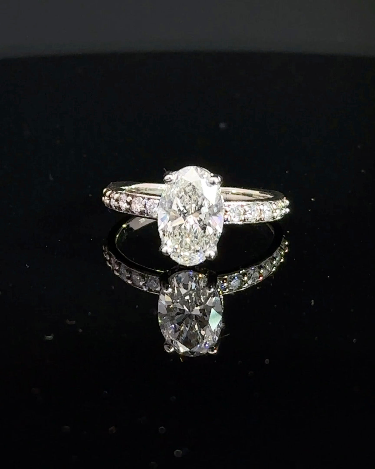 2.09 Carat Oval Lab Grown Diamond Hidden Halo Engagement Ring