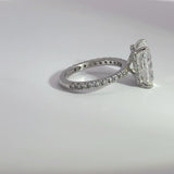 4.09 Carat Radiant Lab Grown Diamond Hidden Halo Engagement Ring