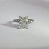 4.09 Carat Radiant Lab Grown Diamond Hidden Halo Engagement Ring