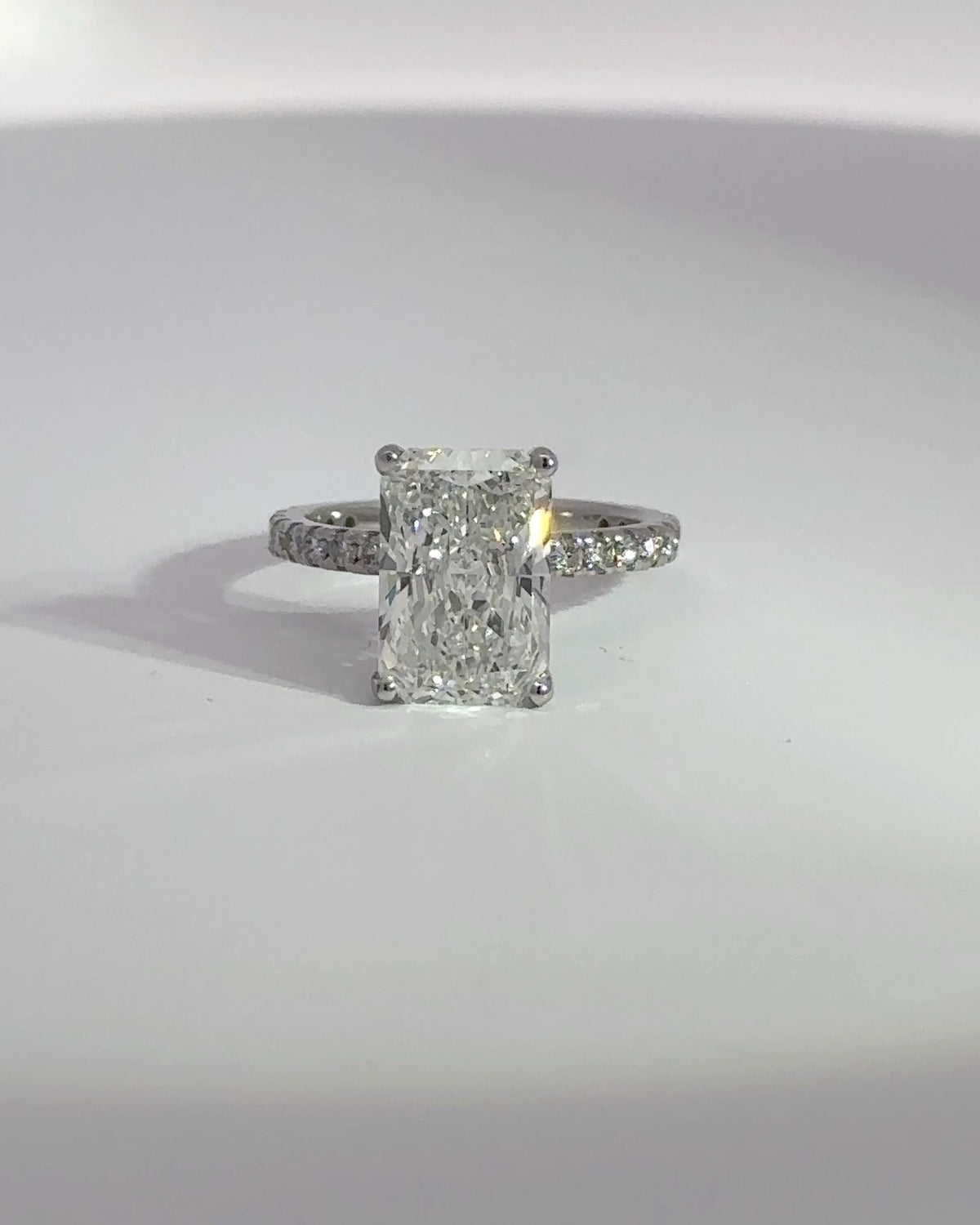 4.09 Carat Radiant Lab Grown Diamond Hidden Halo Engagement Ring