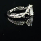 1.51 Carat Emerald Lab Grown Diamond Cathedral Twist Halo Engagement Ring
