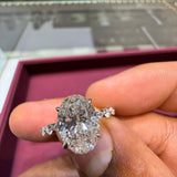 2.09 Carat Oval Hidden Halo Bubble Band Lab Grown Diamond Engagement Ring