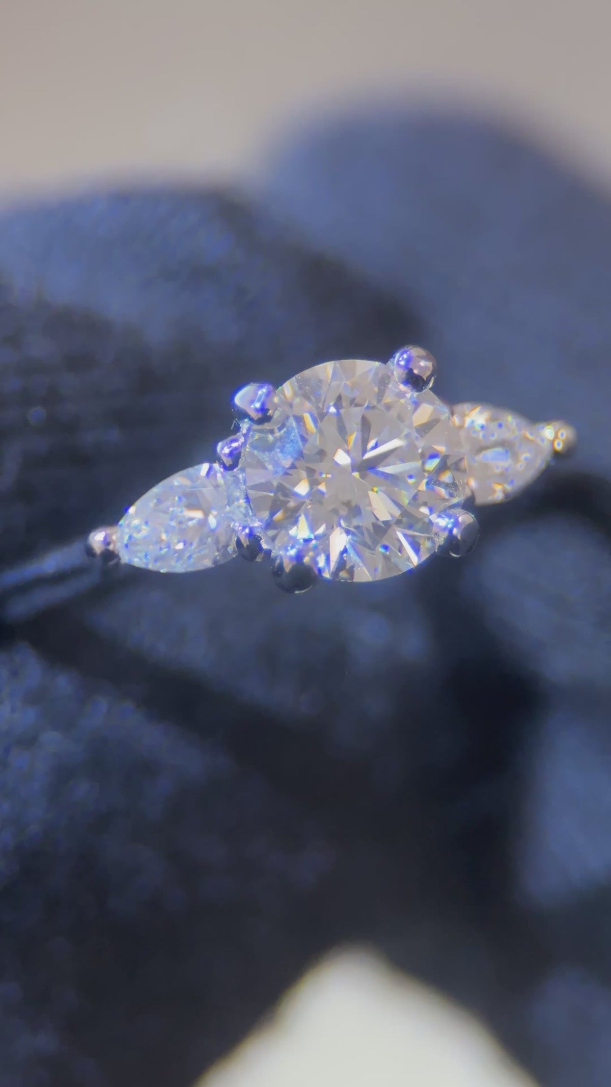 1.16 Carat Round Cathedral 3-Stone Lab Grown Diamond Engagement Ring