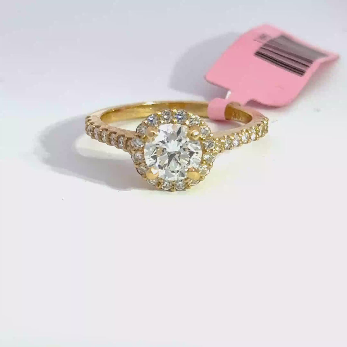 1.01 Carat Round Halo Cathedral Lab Grown Diamond Engagement Ring