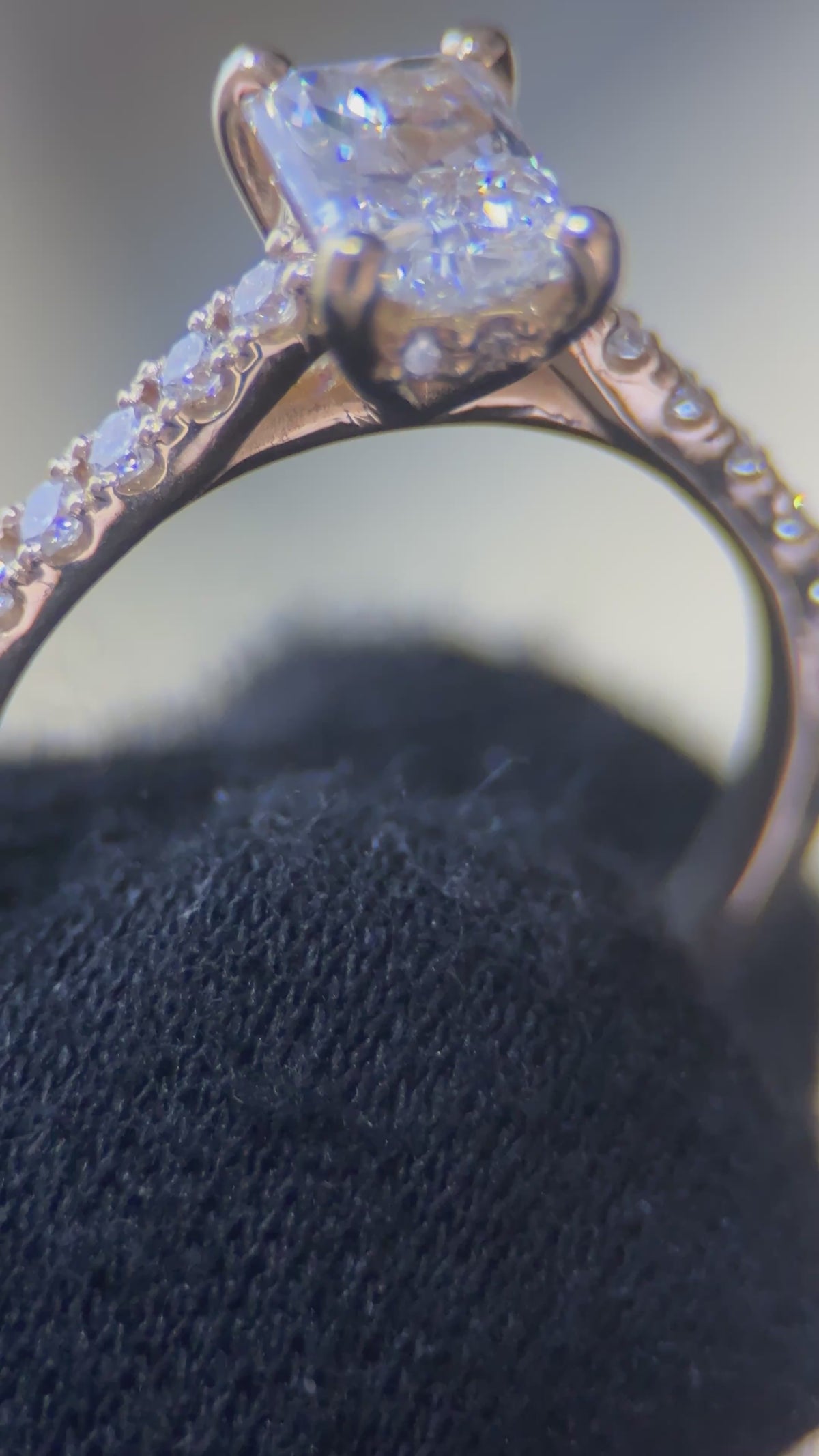 1.15 Carat Radiant Cathedral Lab Grown Diamond Engagement Ring