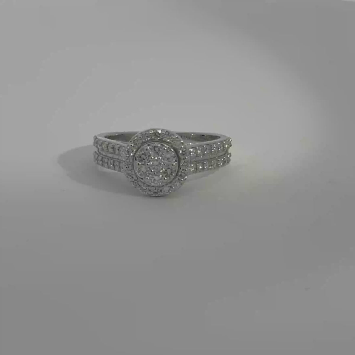 .90 Carat Round Halo Cluster Lab Grown Diamond Ring